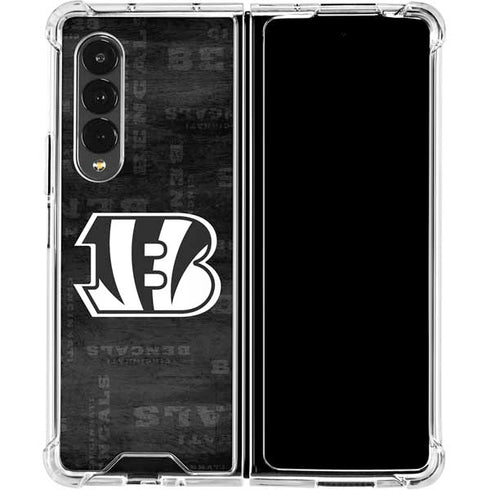 NFL Cincinnati Bengals Black & White Galaxy Z Fold4 5G Clear Case
